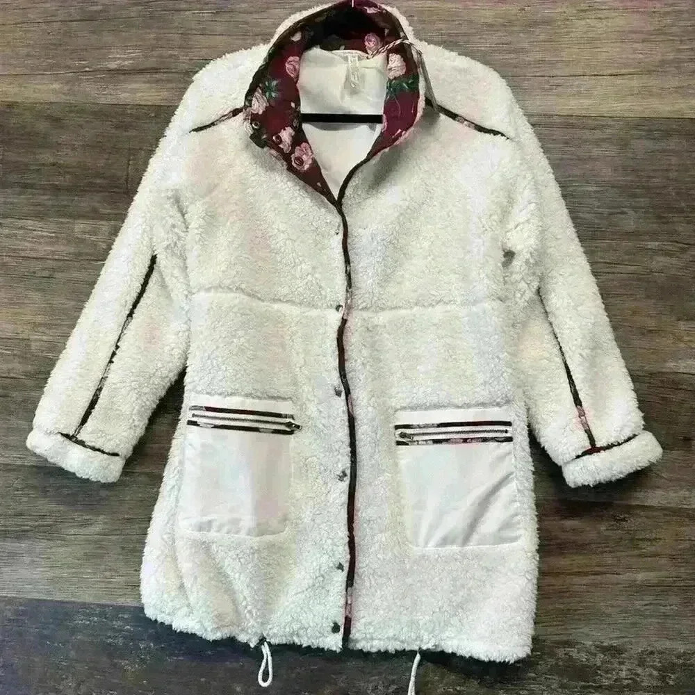 Matilda Jane White Fleece Jacket with Floral Accents